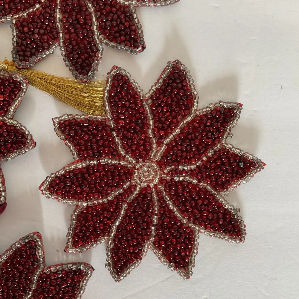 NWOT Red beaded poinsettia coasters